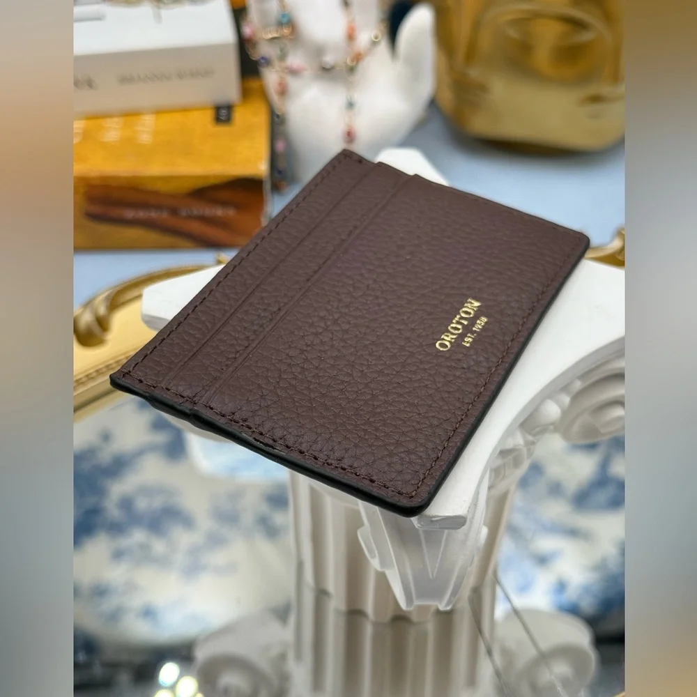 🆕 OROTON 🧿 NWOT Margot Card Sleeve, Brown Bear Leather Cardholder